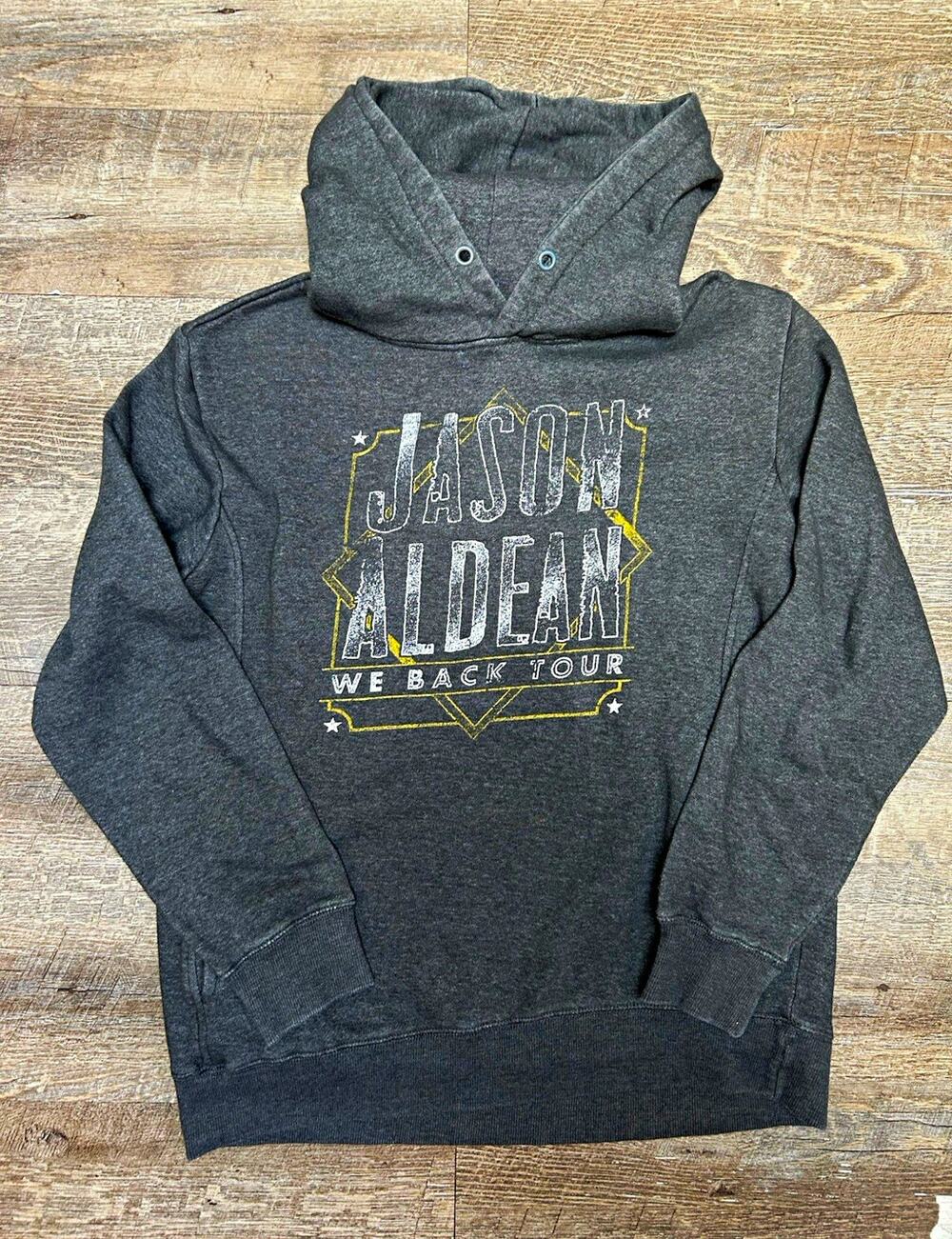 Threadfast Apparel Jason Aldean We Back Tour Graphic Gray Pullover Hoodie Men M